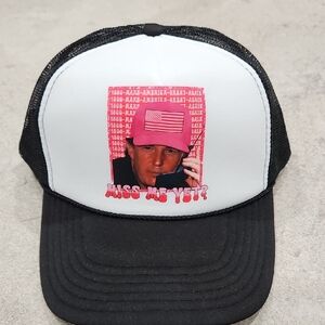 Black and White Trucker Hat with Graphic